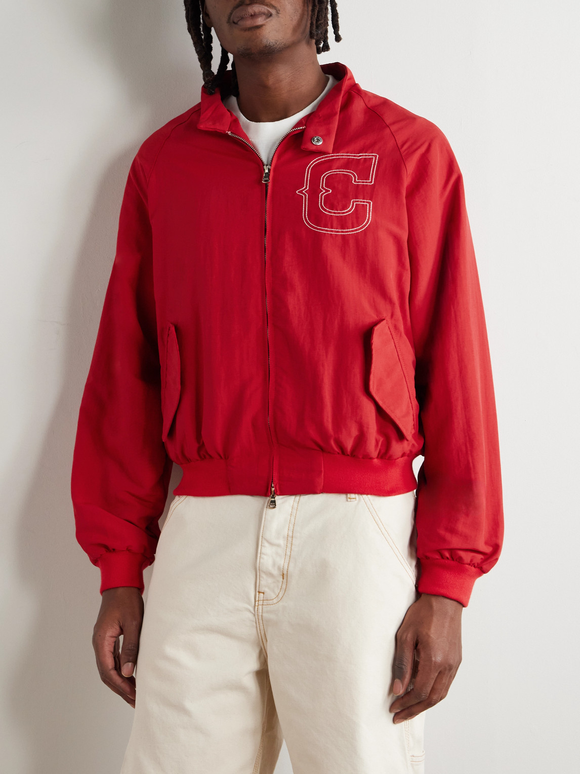 Cherry Los Angeles Logo-embroidered Shell Bomber Jacket In Red