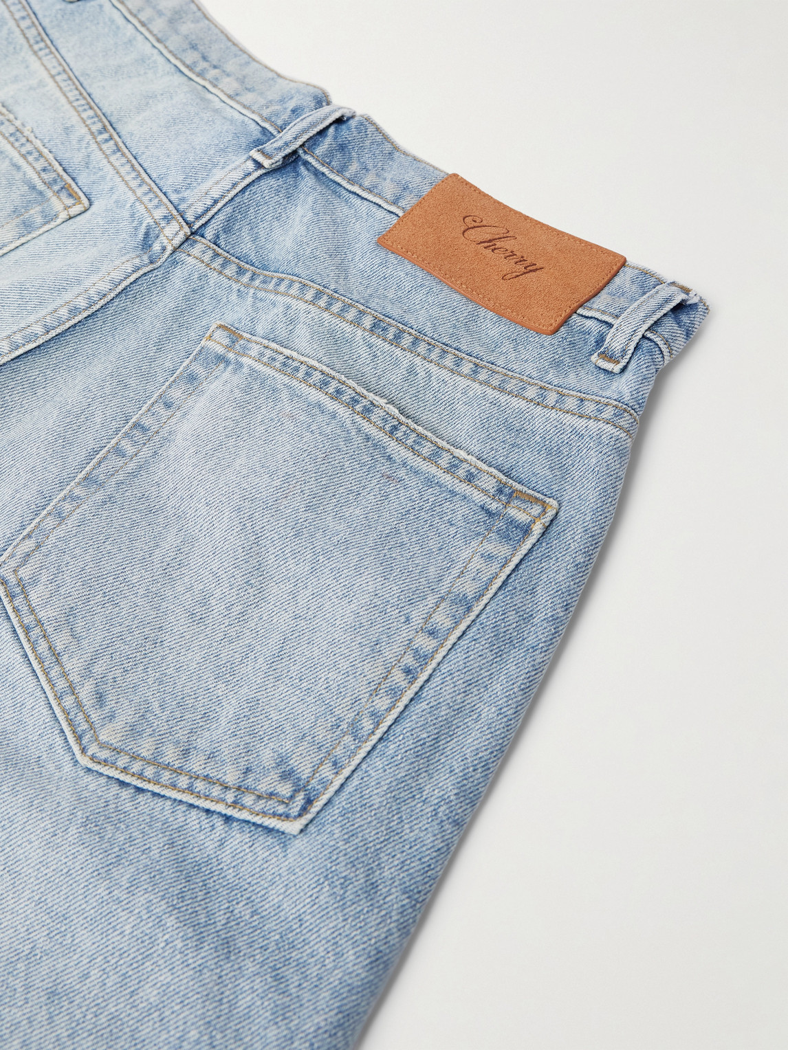 Cherry Los Angeles Straight-leg Denim Shorts In Blue