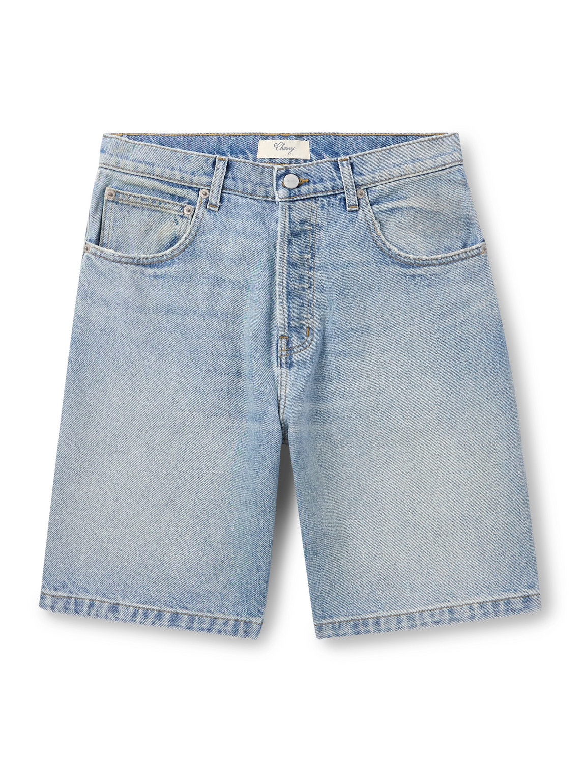 Cherry Los Angeles Straight-leg Denim Shorts In Blue