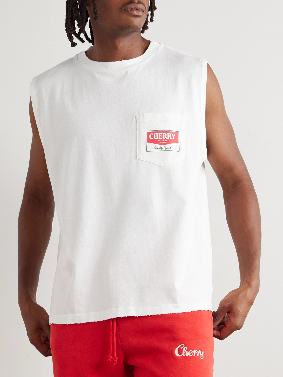 Cherry Los Angeles Logo-print Cotton-jersey Tank Top In White