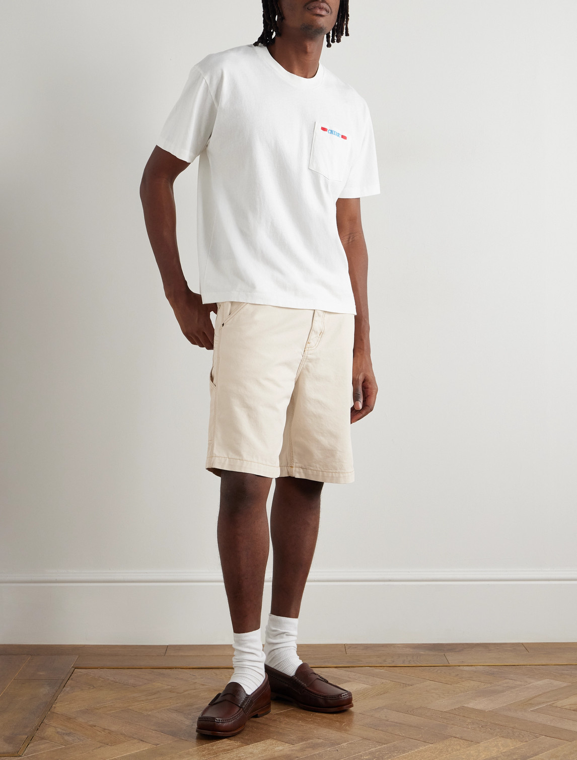 Cherry Los Angeles Carpenter Straight-leg Denim Shorts In Neutral