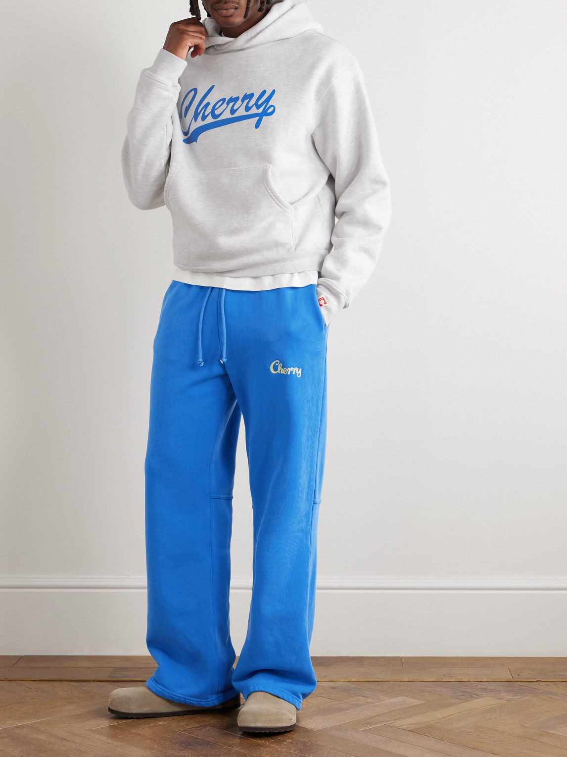 Cherry Los Angeles Logo-print Cotton-blend Jersey Hoodie In White