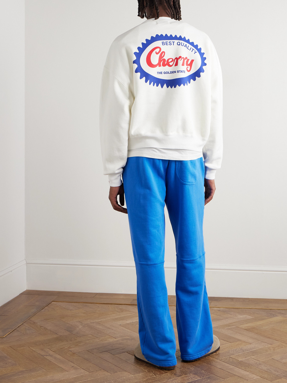 Cherry Los Angeles Logo-embroidered Cotton-jersey Sweatshirt In White