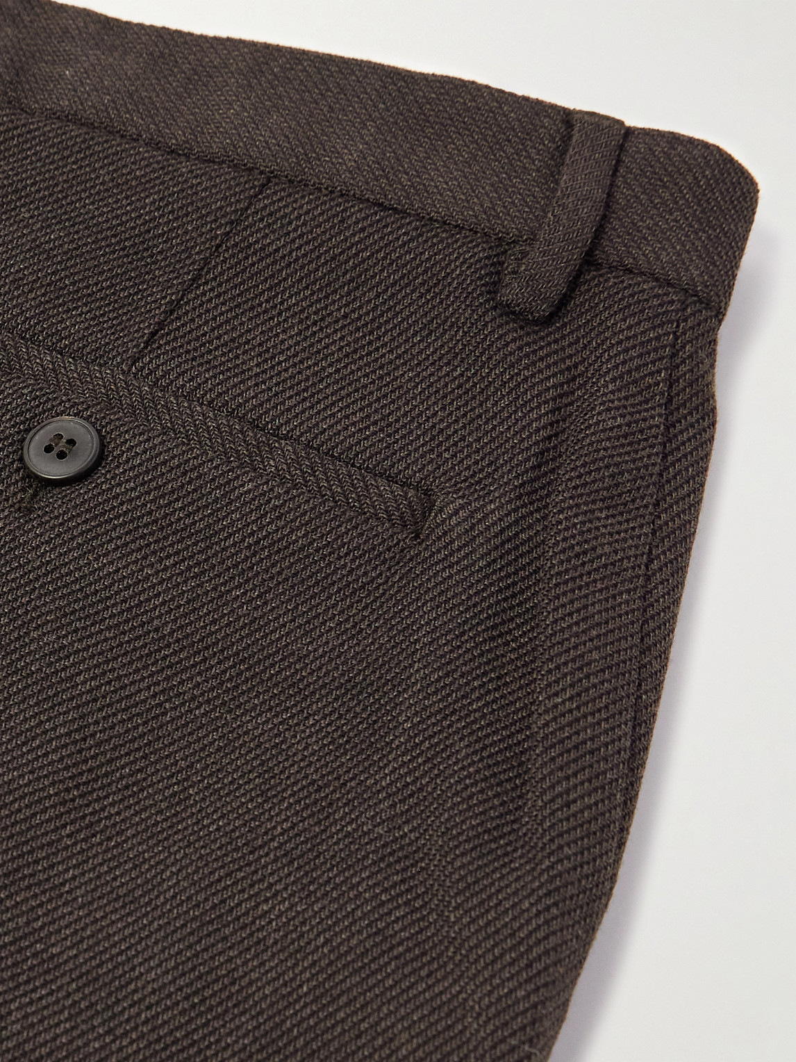 Sunspel Straight-leg Textured Wool-blend Suit Trousers In Brown