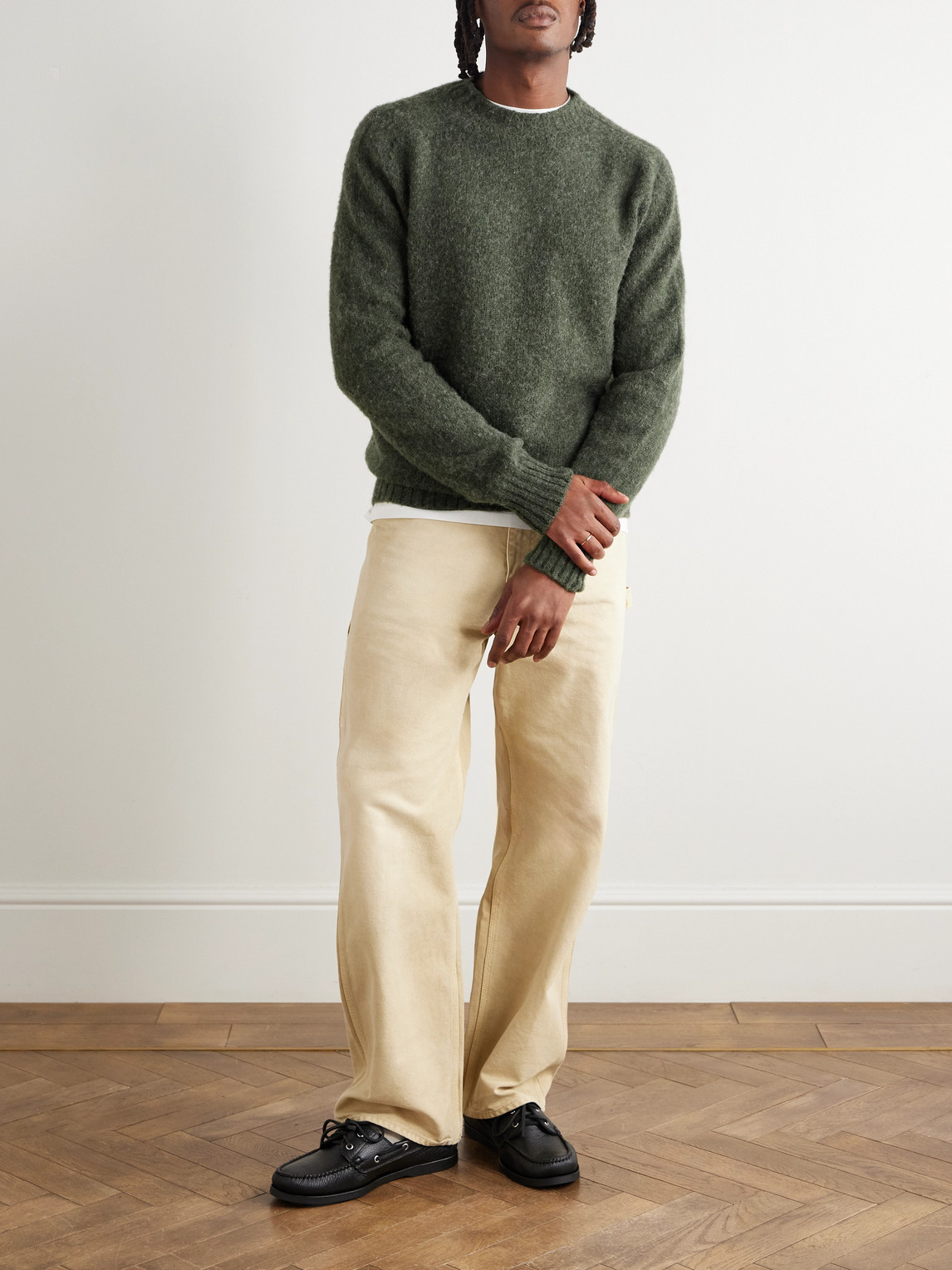 Sunspel Shetland Wool Sweater In Gray
