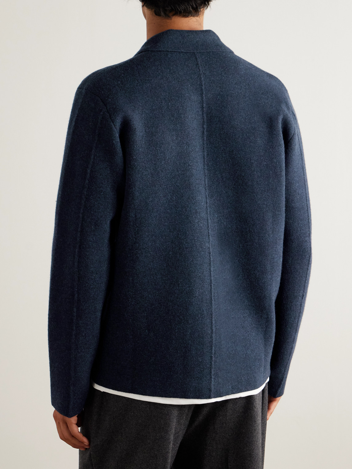 Sunspel Double-faced Merino Wool-blend Jacket In Blue