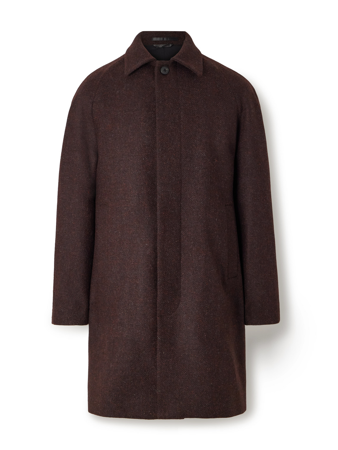 Sunspel Harris Wool-tweed Car Coat In Brown