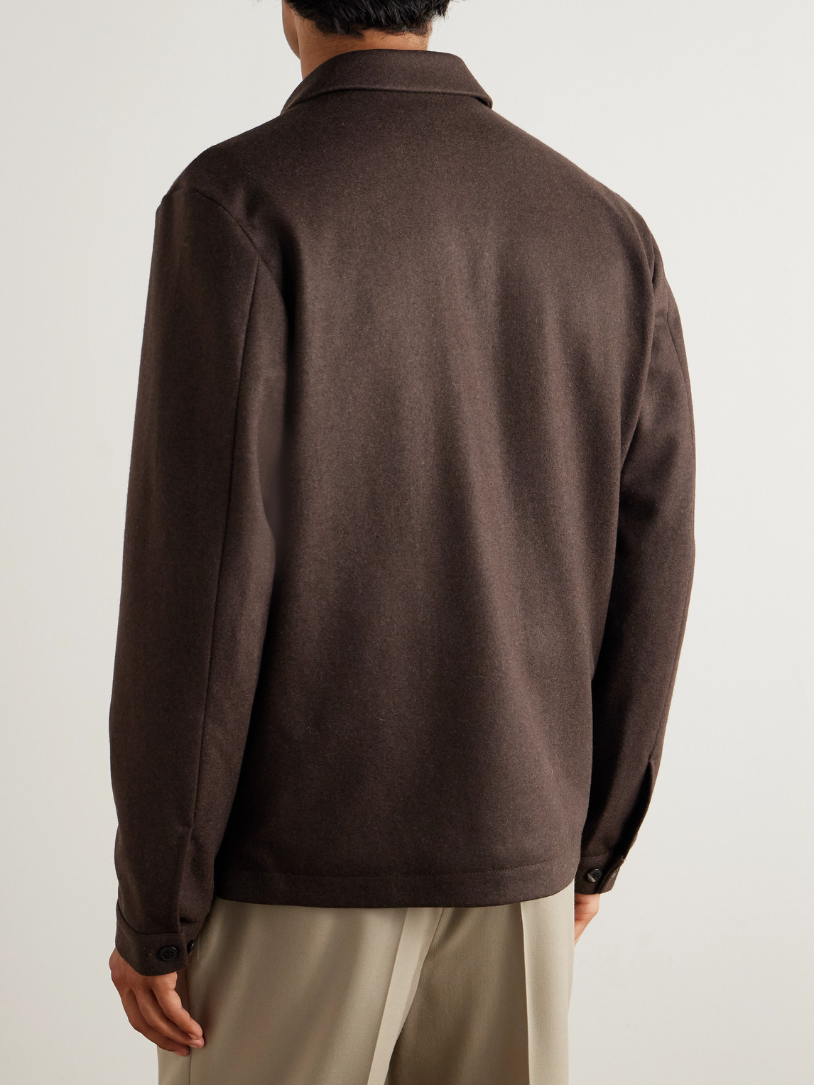 Sunspel Boiled-wool Harrington Jacket In Brown