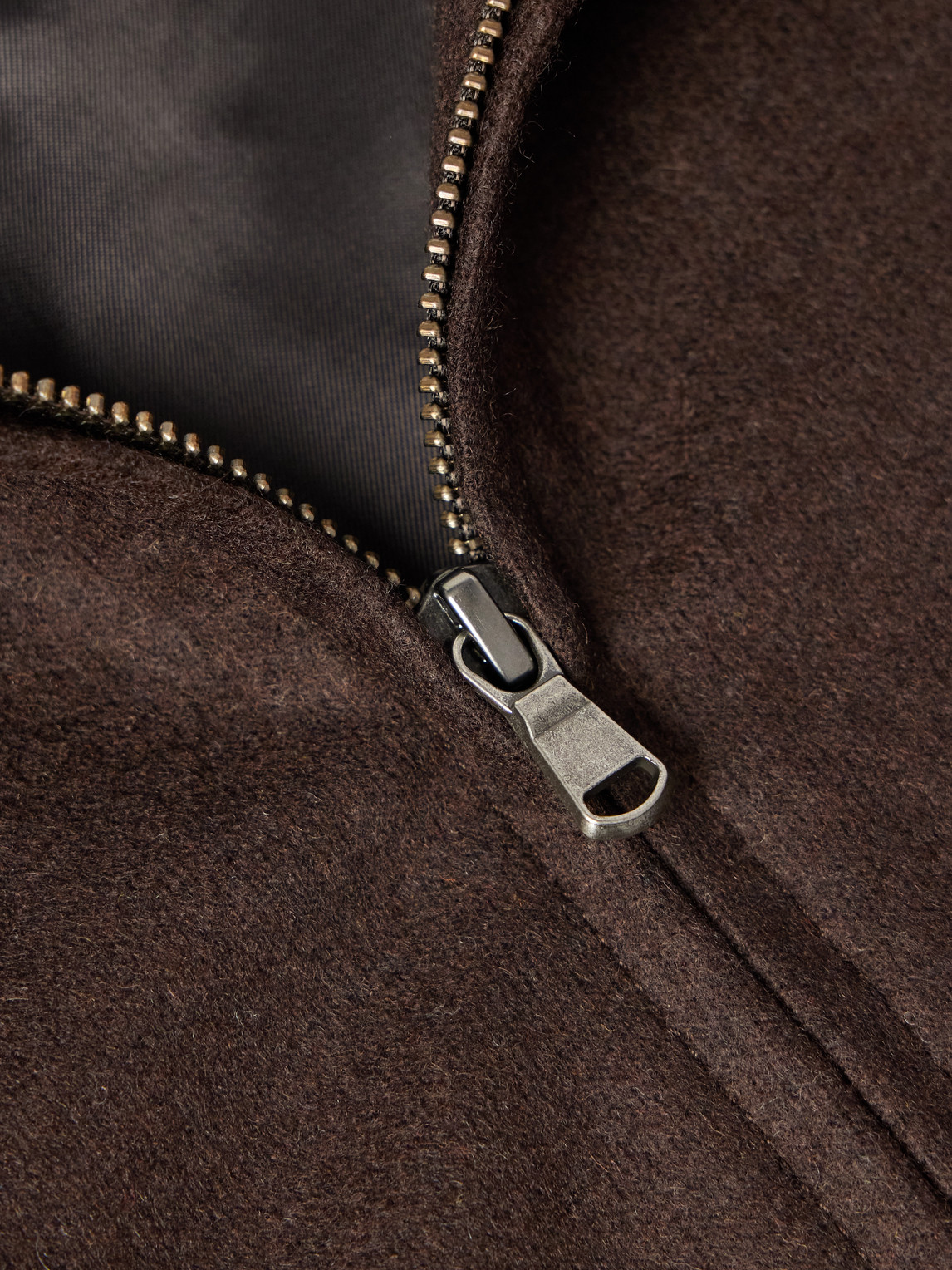 Sunspel Boiled-wool Harrington Jacket In Brown