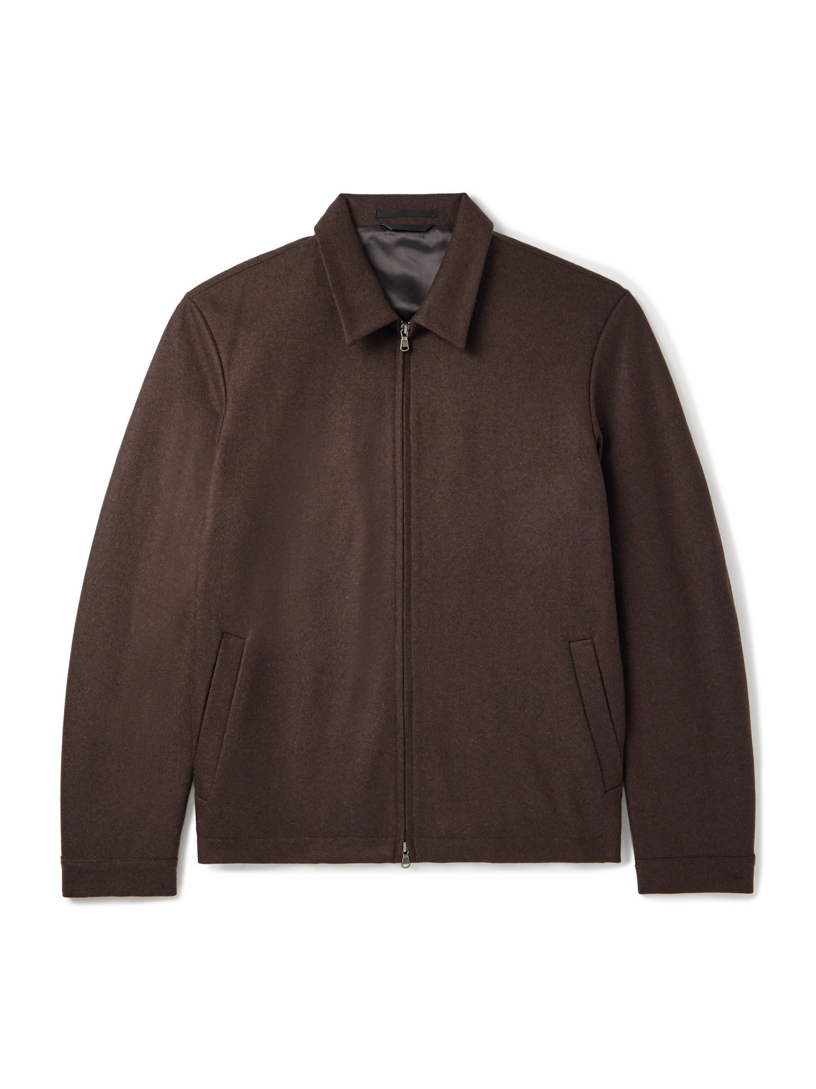 Sunspel Boiled-wool Harrington Jacket In Brown