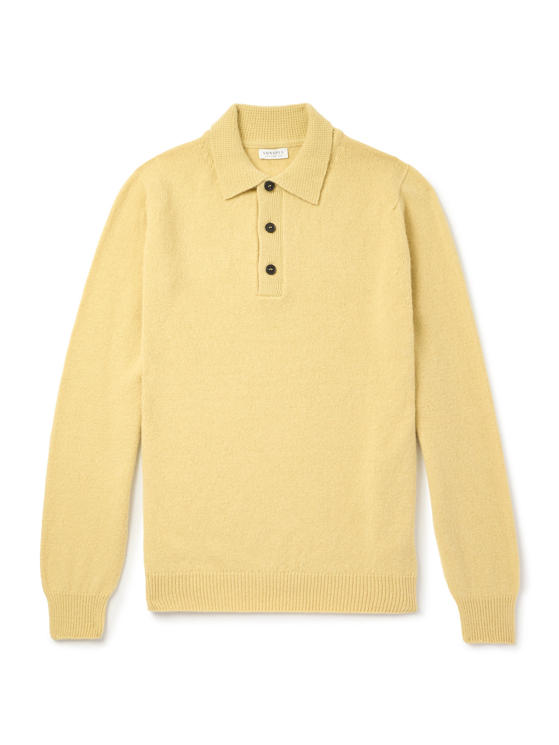 Sunspel Wool Polo Shirt In Yellow