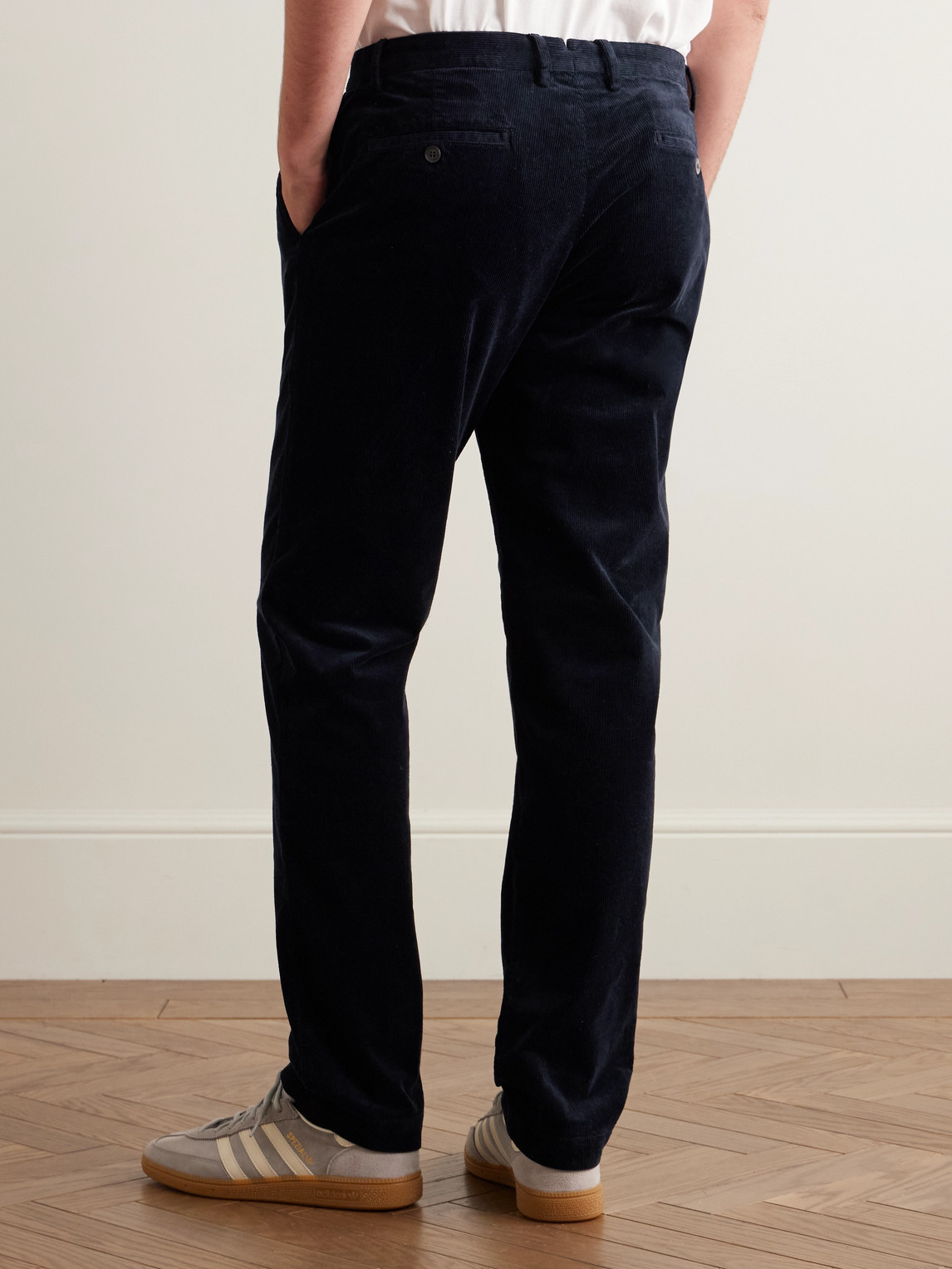 Sunspel Straight-leg Cotton-blend Corduroy Suit Trousers In Black