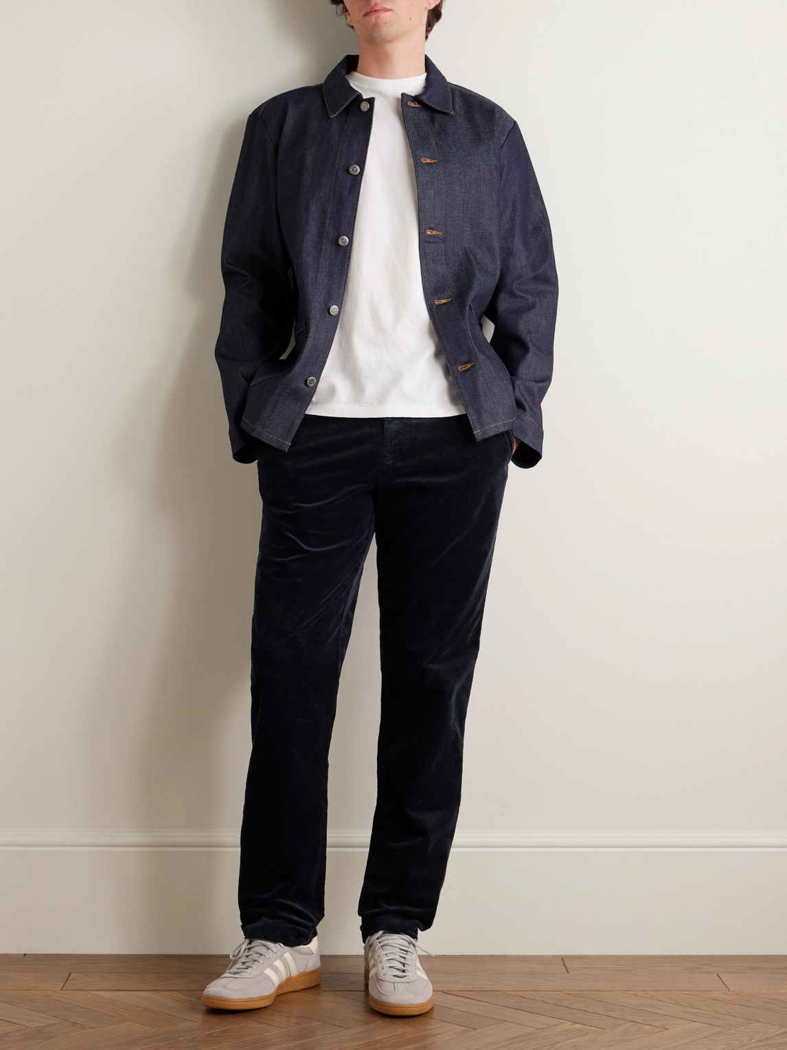Sunspel Straight-leg Cotton-blend Corduroy Suit Trousers In Black