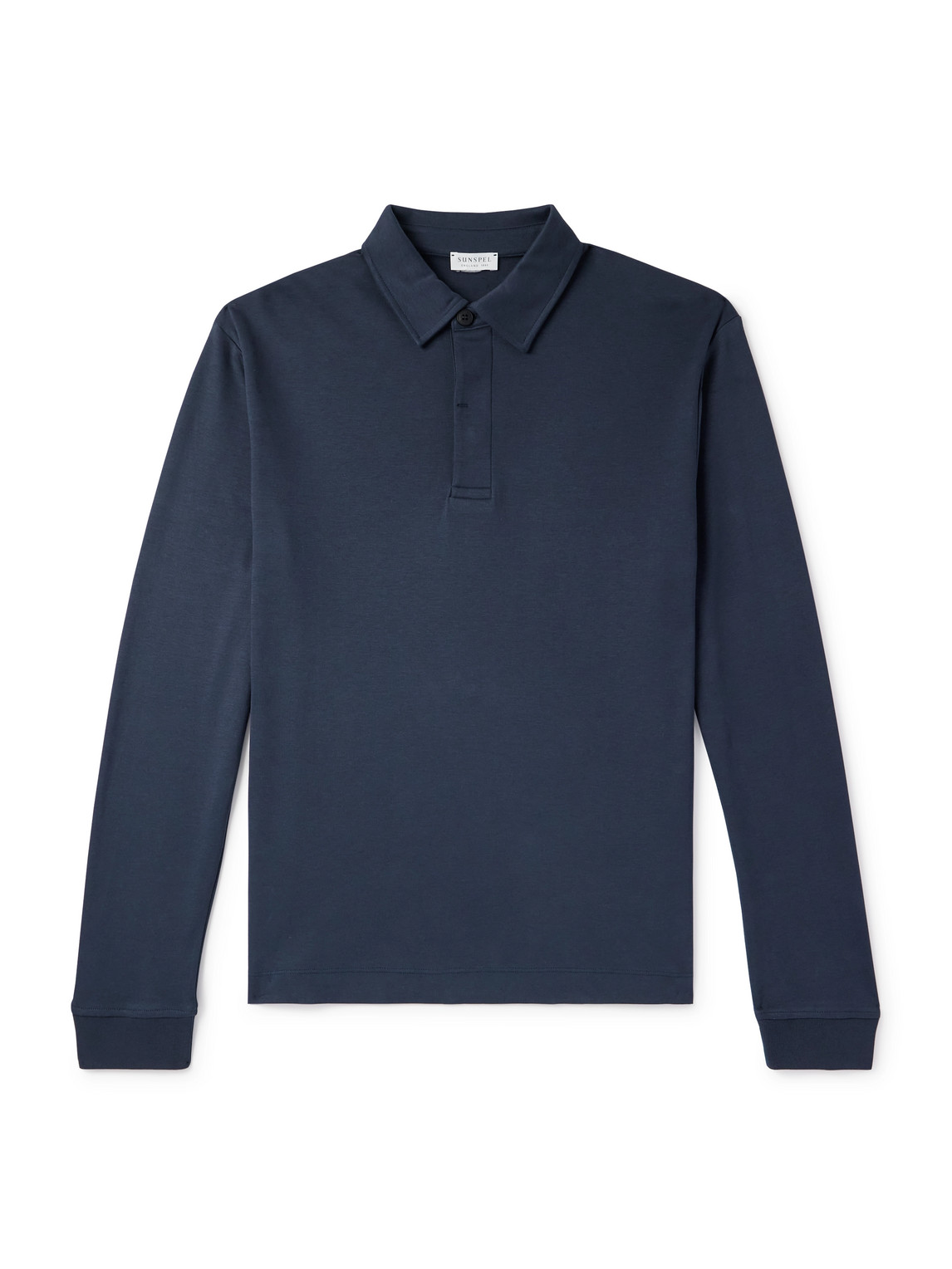 Sunspel Brushed Supima Cotton Polo Shirt In Blue