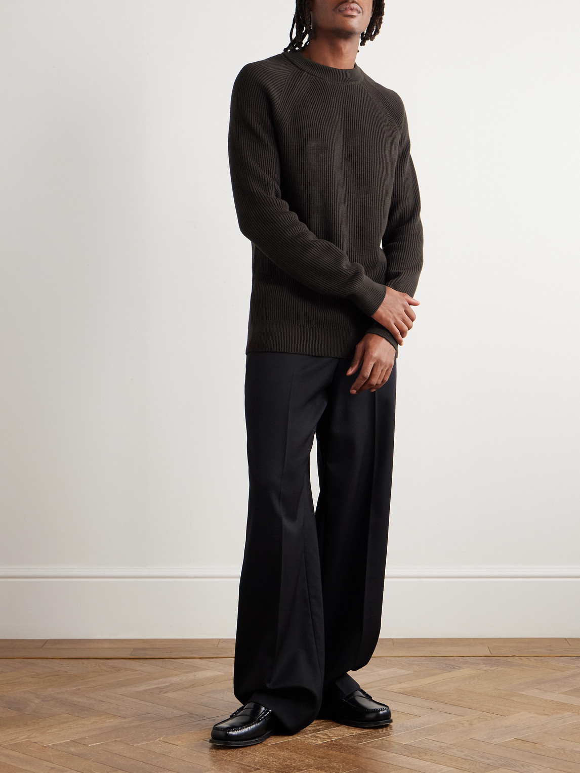 Sunspel Ribbed Cotton Sweater In Multi