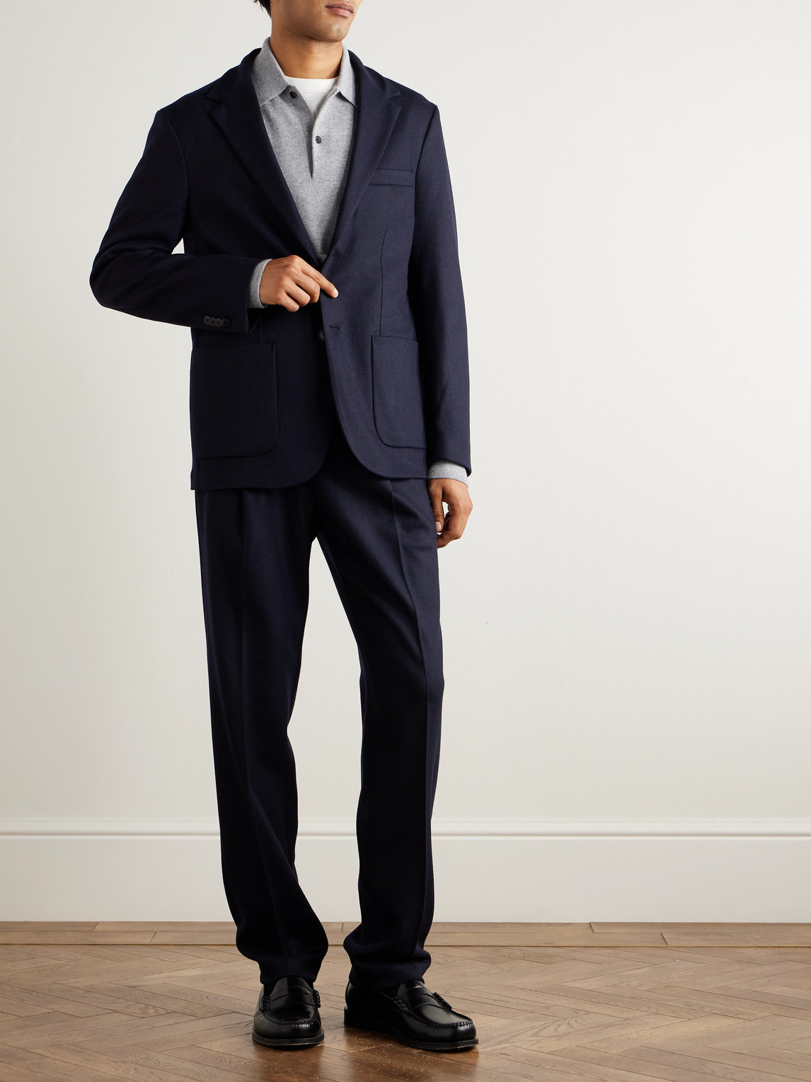Sunspel Boiled-wool Blazer In Blue