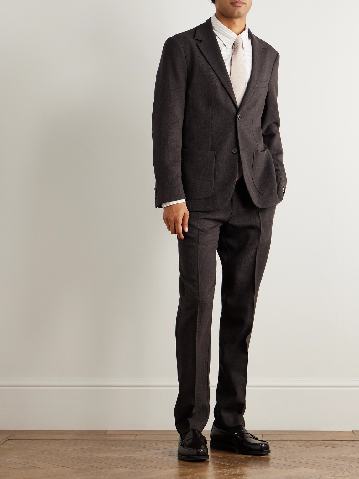 Sunspel Wool-blend Suit Jacket In Brown