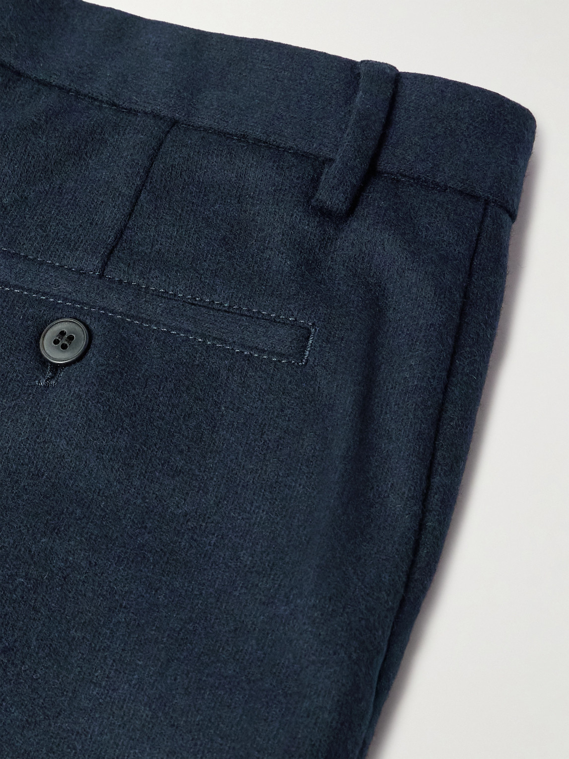 Sunspel Boiled Straight-leg Pleated Wool Suit Trousers In Blue