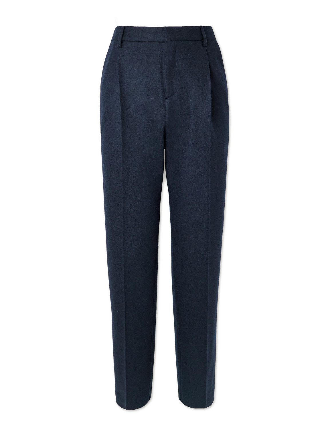Sunspel Boiled Straight-leg Pleated Wool Suit Trousers In Blue