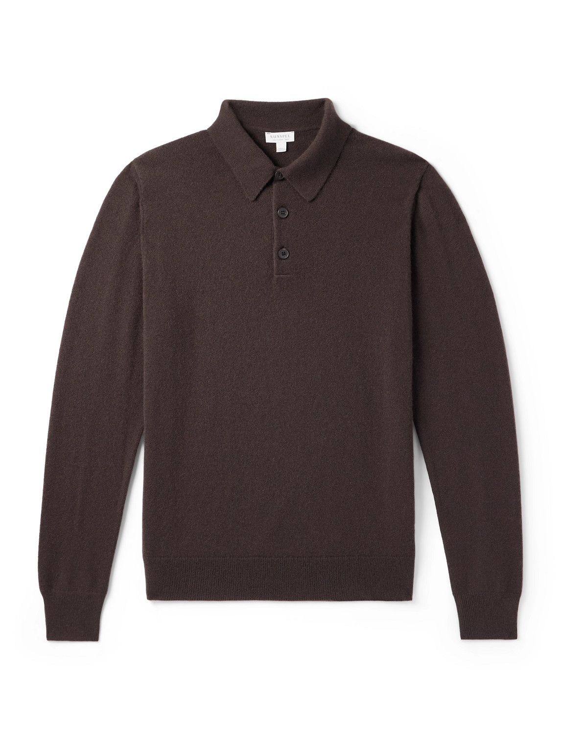 Sunspel Cashmere Polo Shirt In Brown