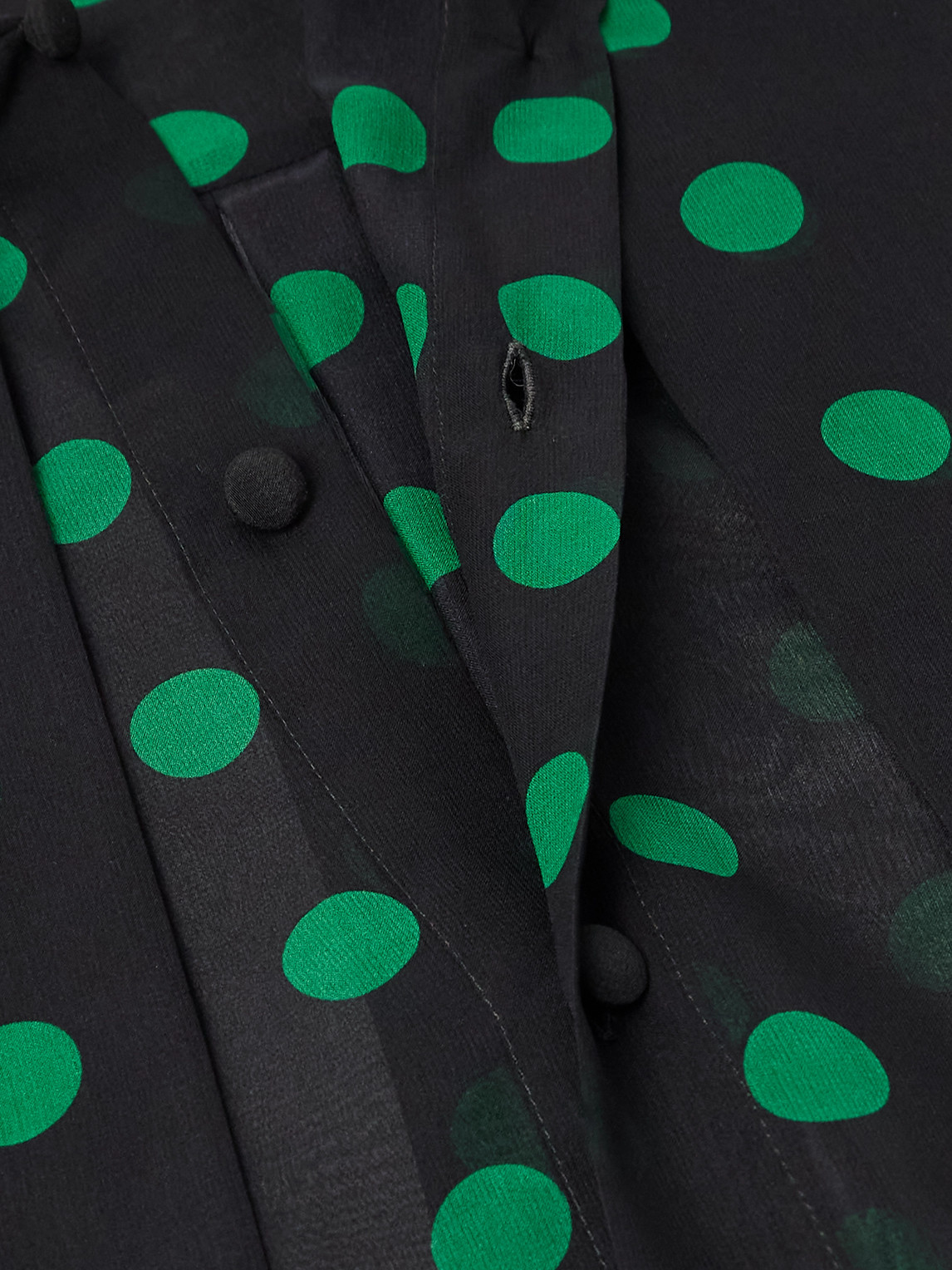 Valentino Polka-dot Silk-georgette Shirt In Green