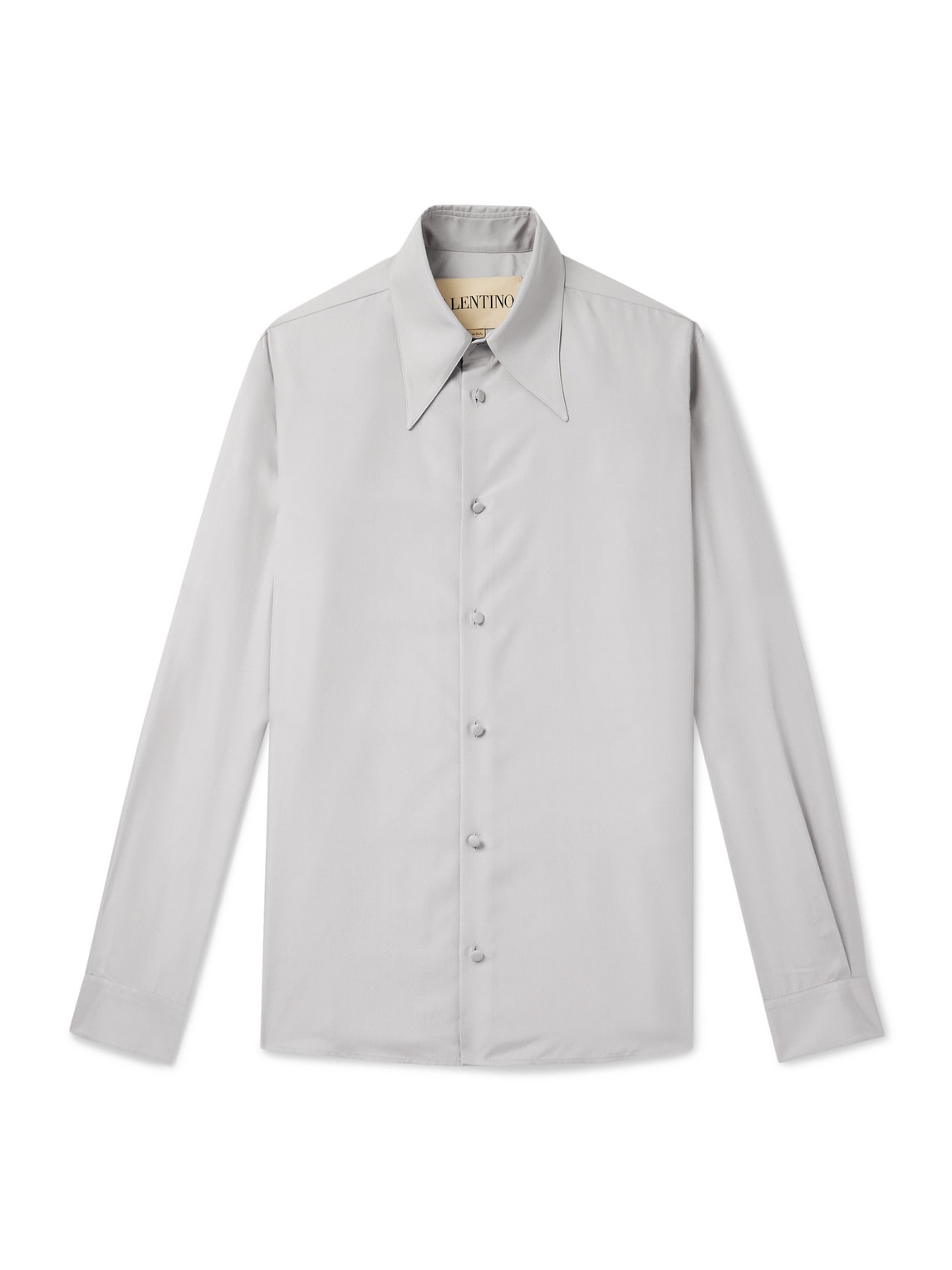Valentino Slim-fit Silk Shirt In Gray