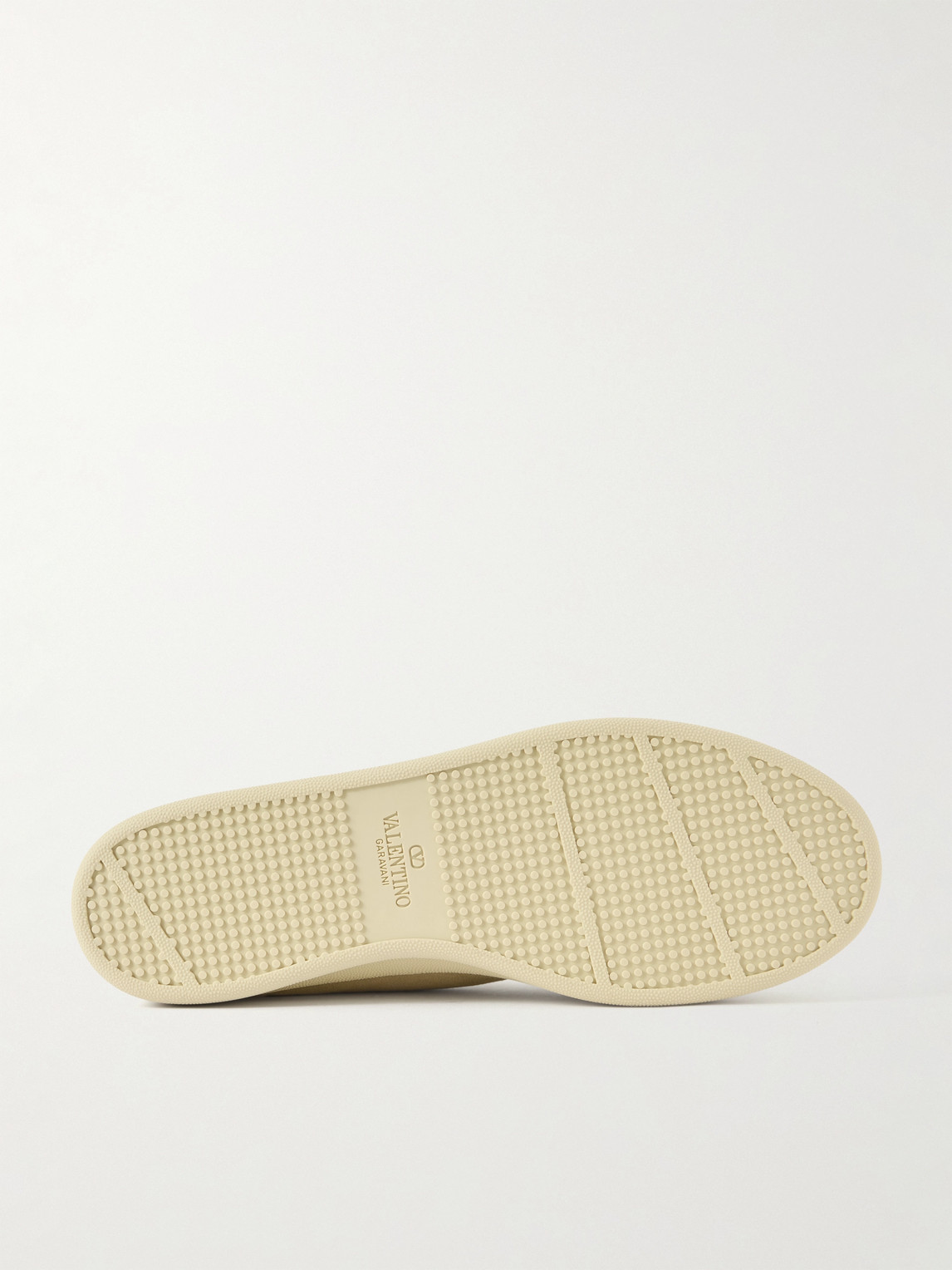 Valentino Royco Shearling Round Toe Flat Sole Sneakers In Neutral