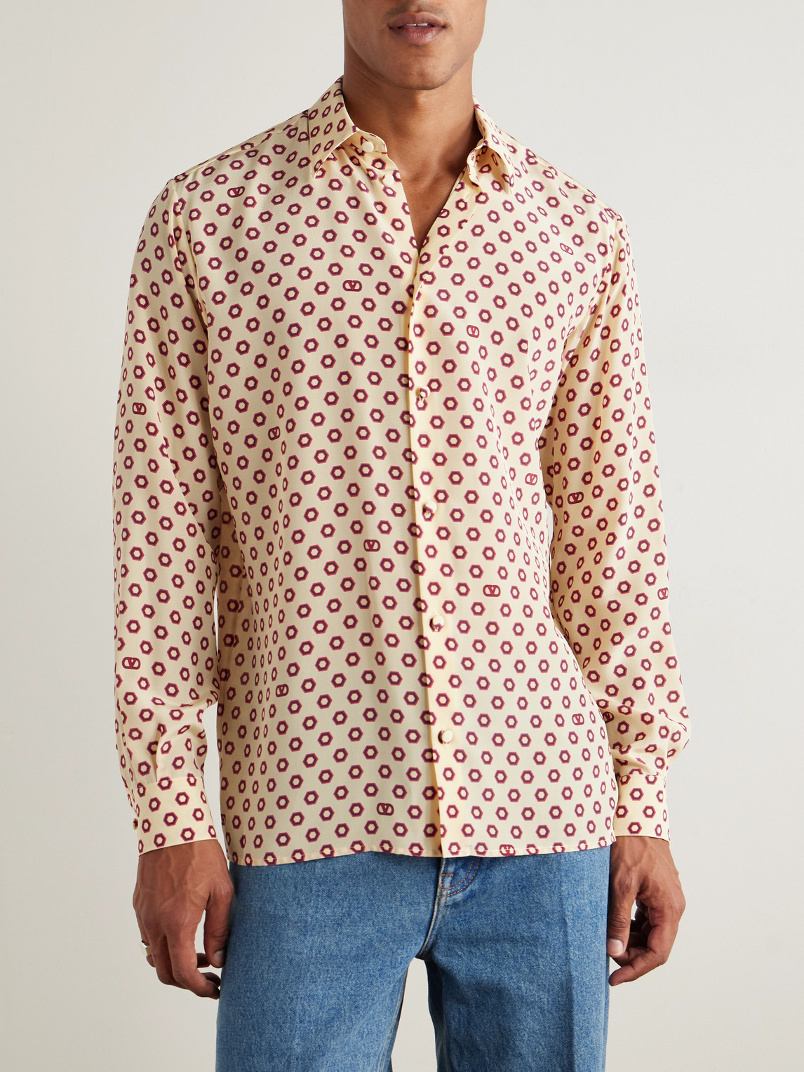 Valentino Printed Silk Crepe De Chine Shirt In Animal Print