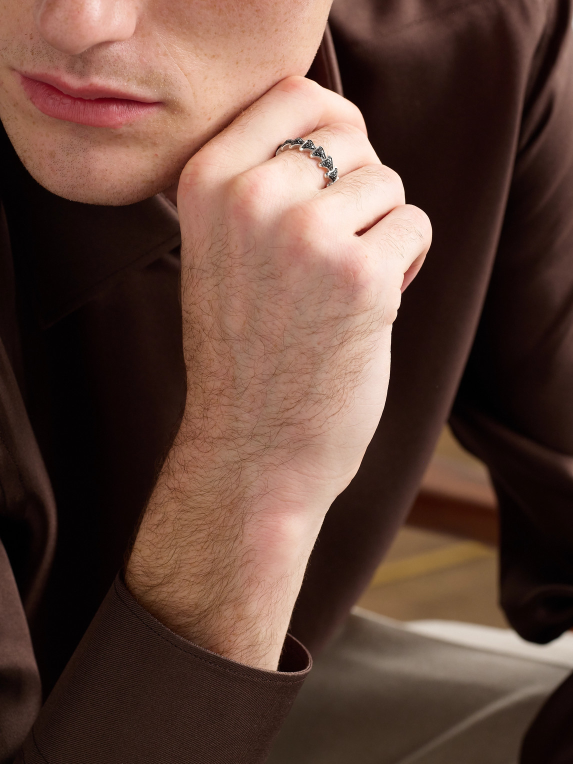 David Yurman Armory Sterling Silver Diamond Ring In Silver