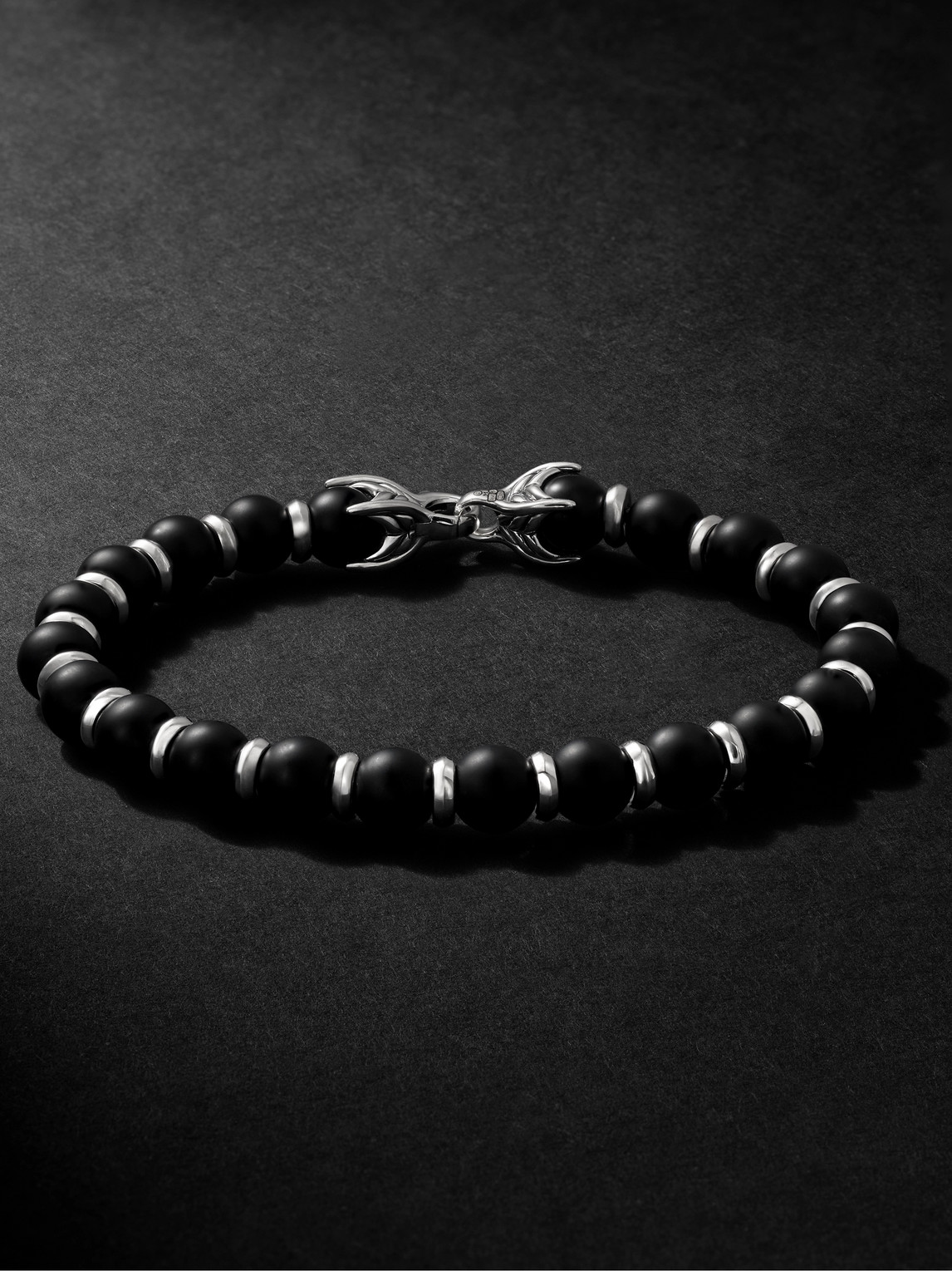 David Yurman Spiritual Sterling Silver Onyx Bracelet - Men