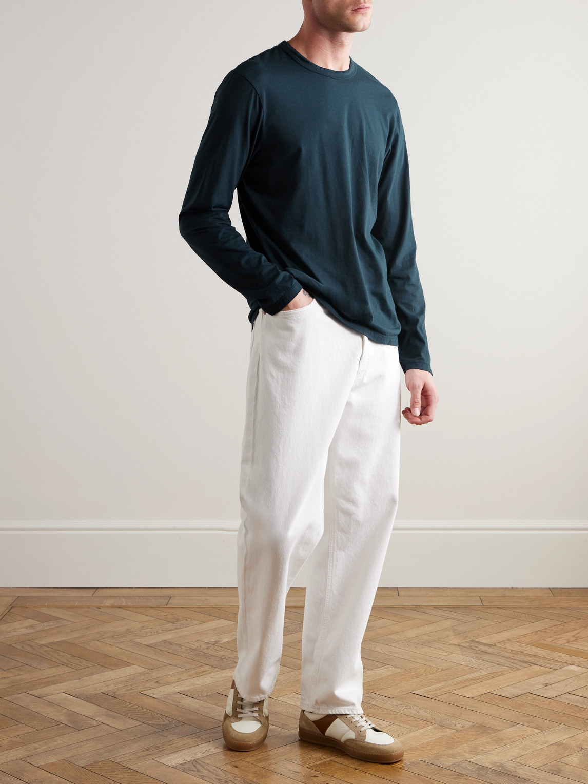 James Perse Lotus Slim-fit Cotton-jersey T-shirt In Blue