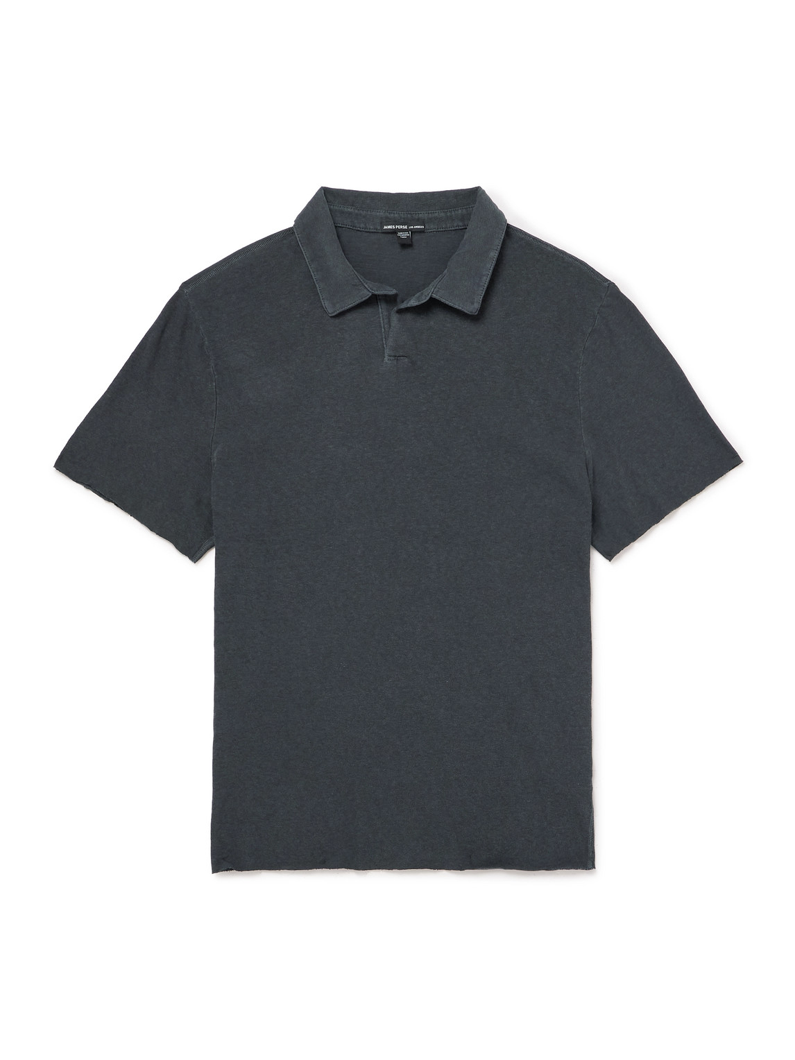 James Perse Open-collar Slub Cotton-jersey Polo Shirt In Black