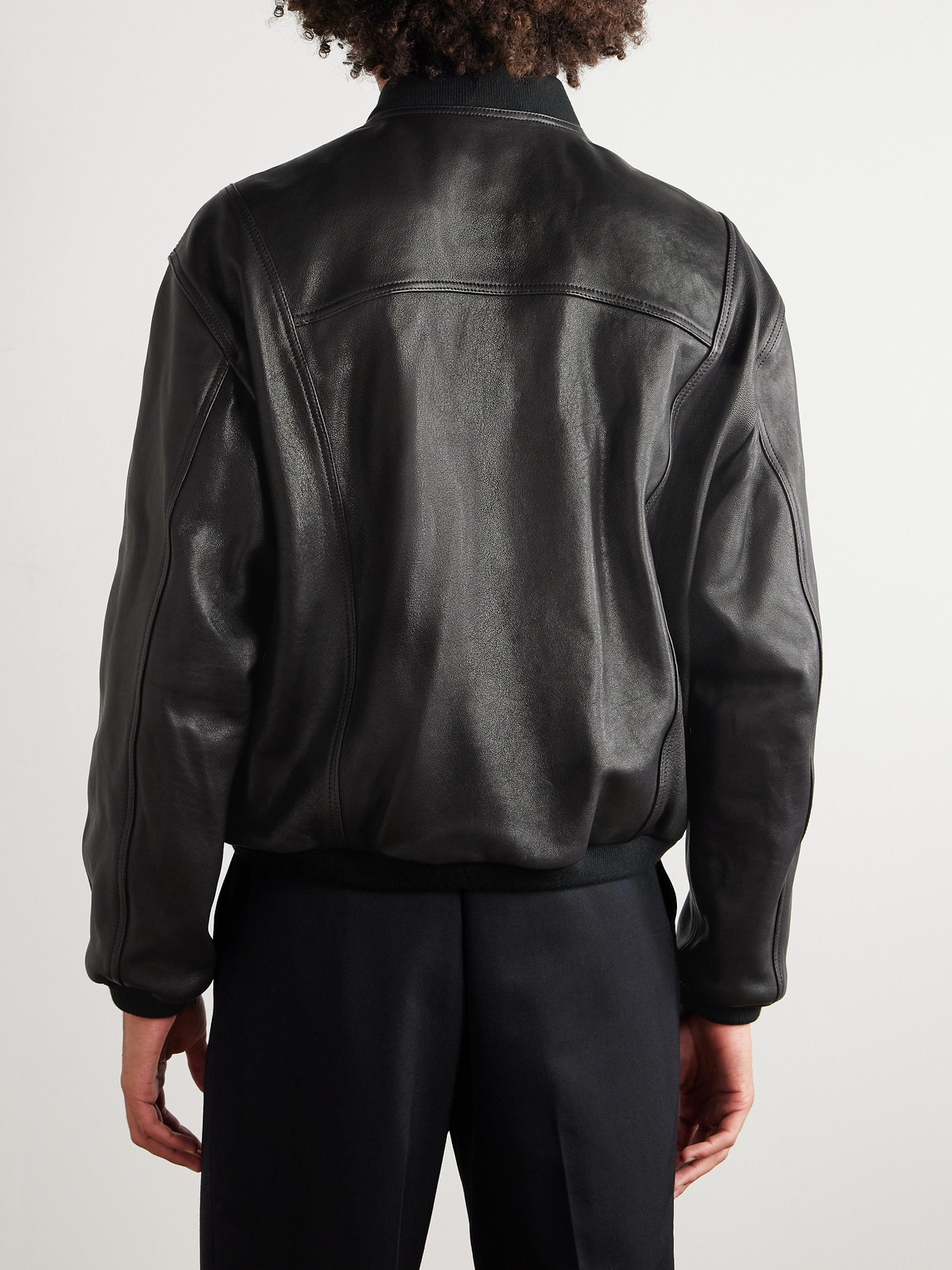 Frame Leather Bomber Jacket In Black