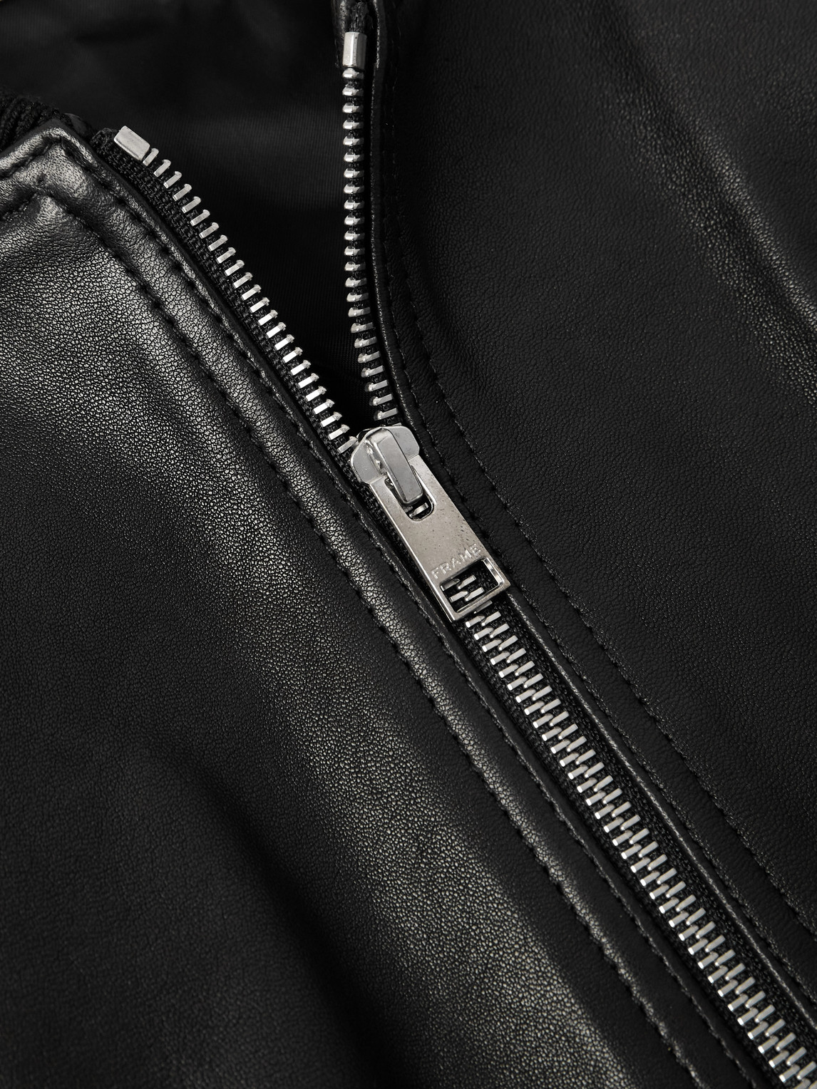 Frame Leather Bomber Jacket In Black