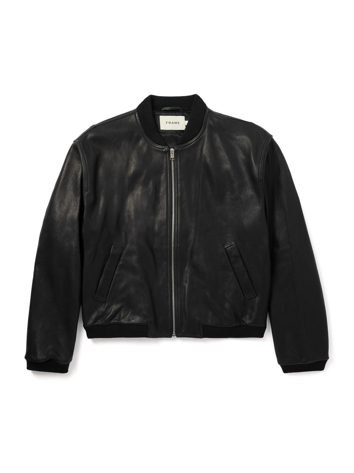 Frame Leather Bomber Jacket In Black