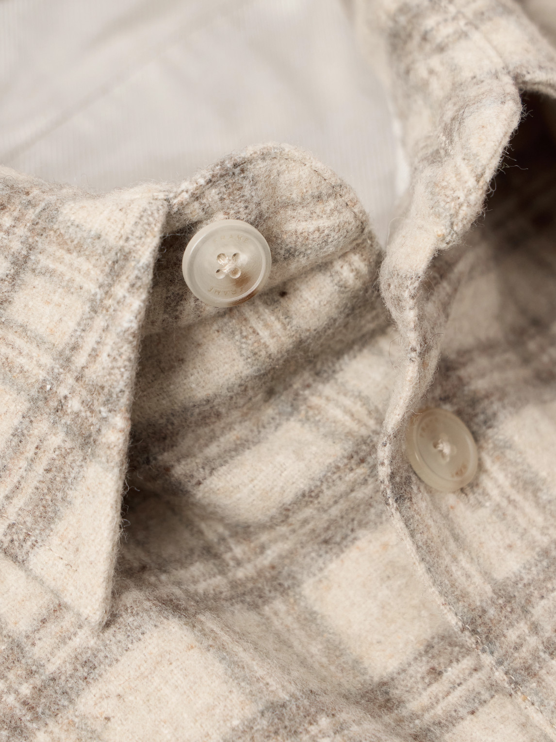 Frame Checked Wool-blend Flannel Overshirt In Neutral