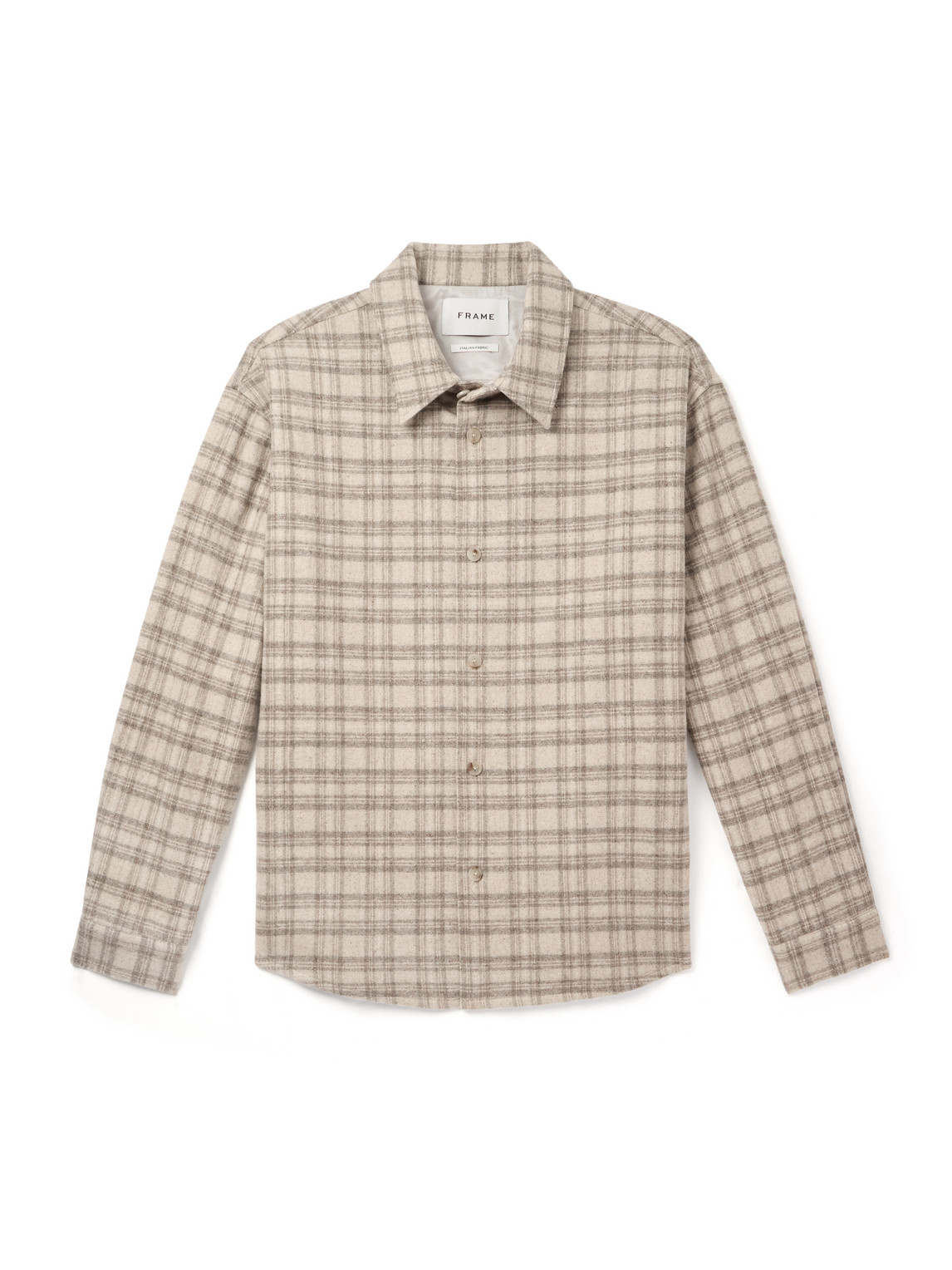 Frame Checked Wool-blend Flannel Overshirt In Neutral
