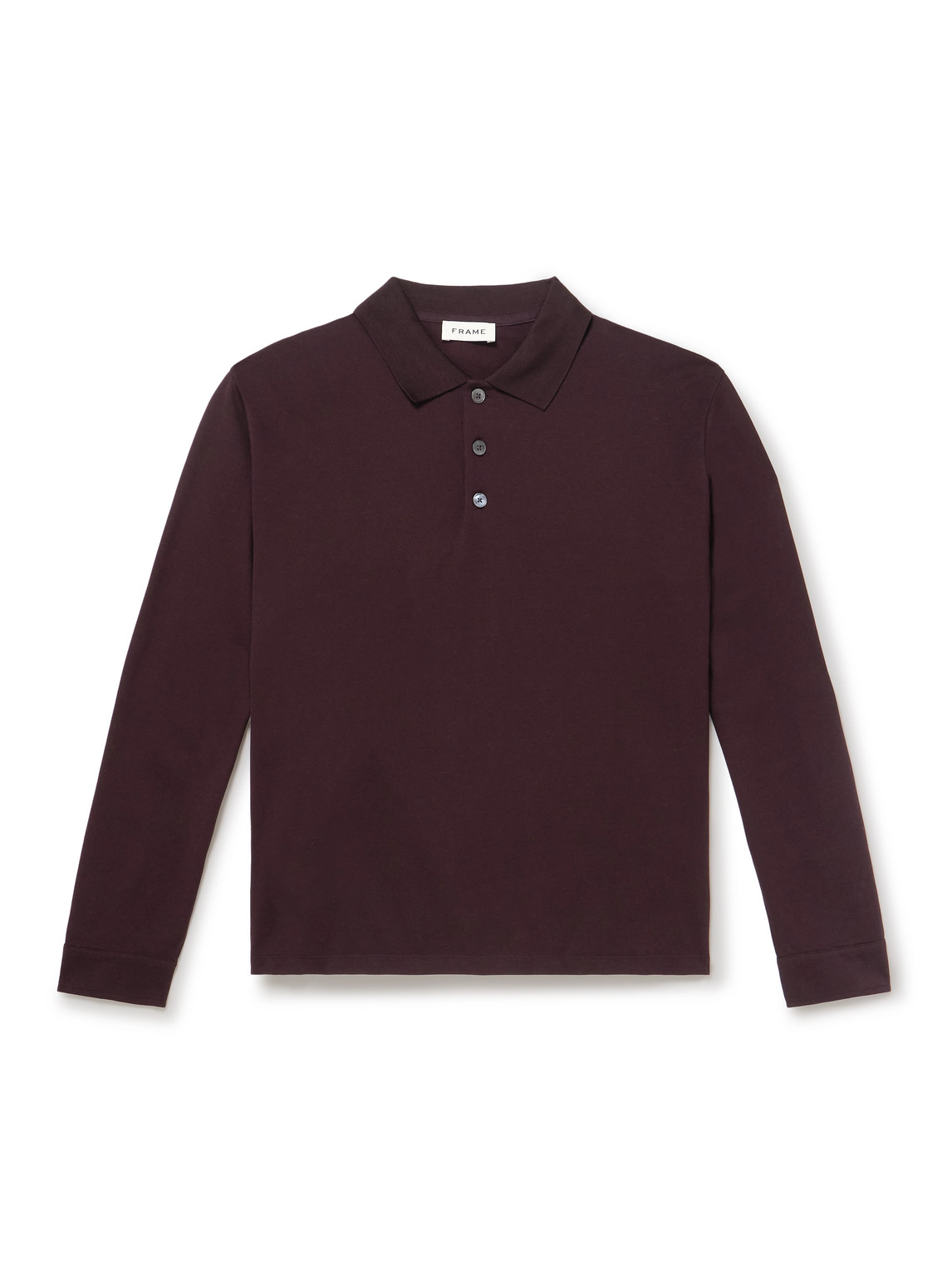 Frame Mercerised Cotton-piqué Polo Shirt In Burgundy
