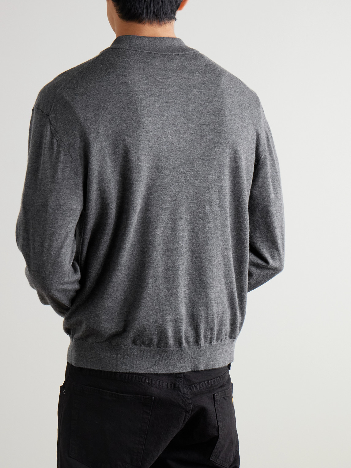 Frame Cashmere And Wool-blend Polo Shirt In Gray