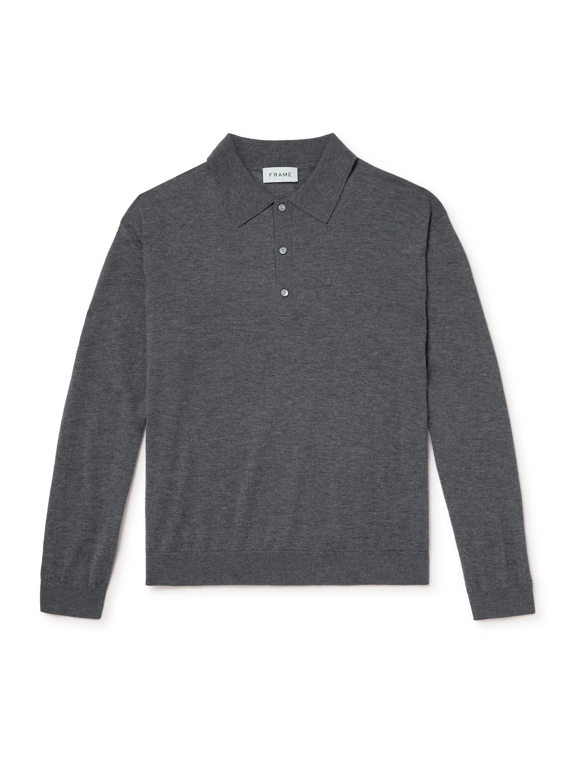 Frame Cashmere And Wool-blend Polo Shirt In Gray