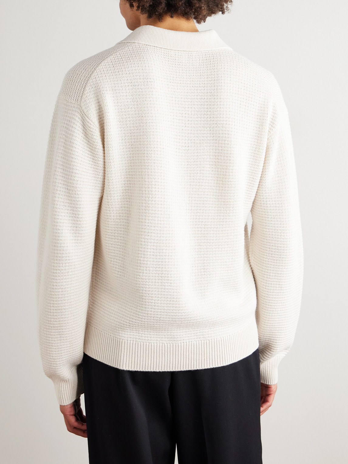 Frame Textured Wool And Silk-blend Polo Shirt In White