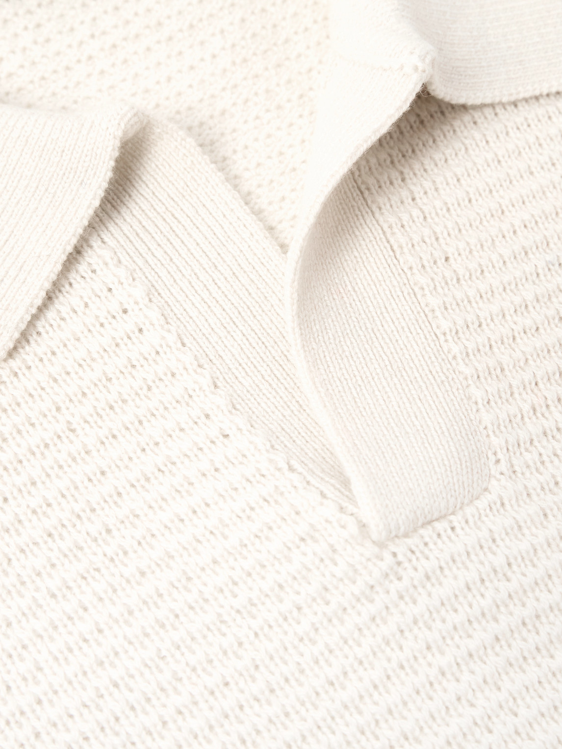 Frame Textured Wool And Silk-blend Polo Shirt In White