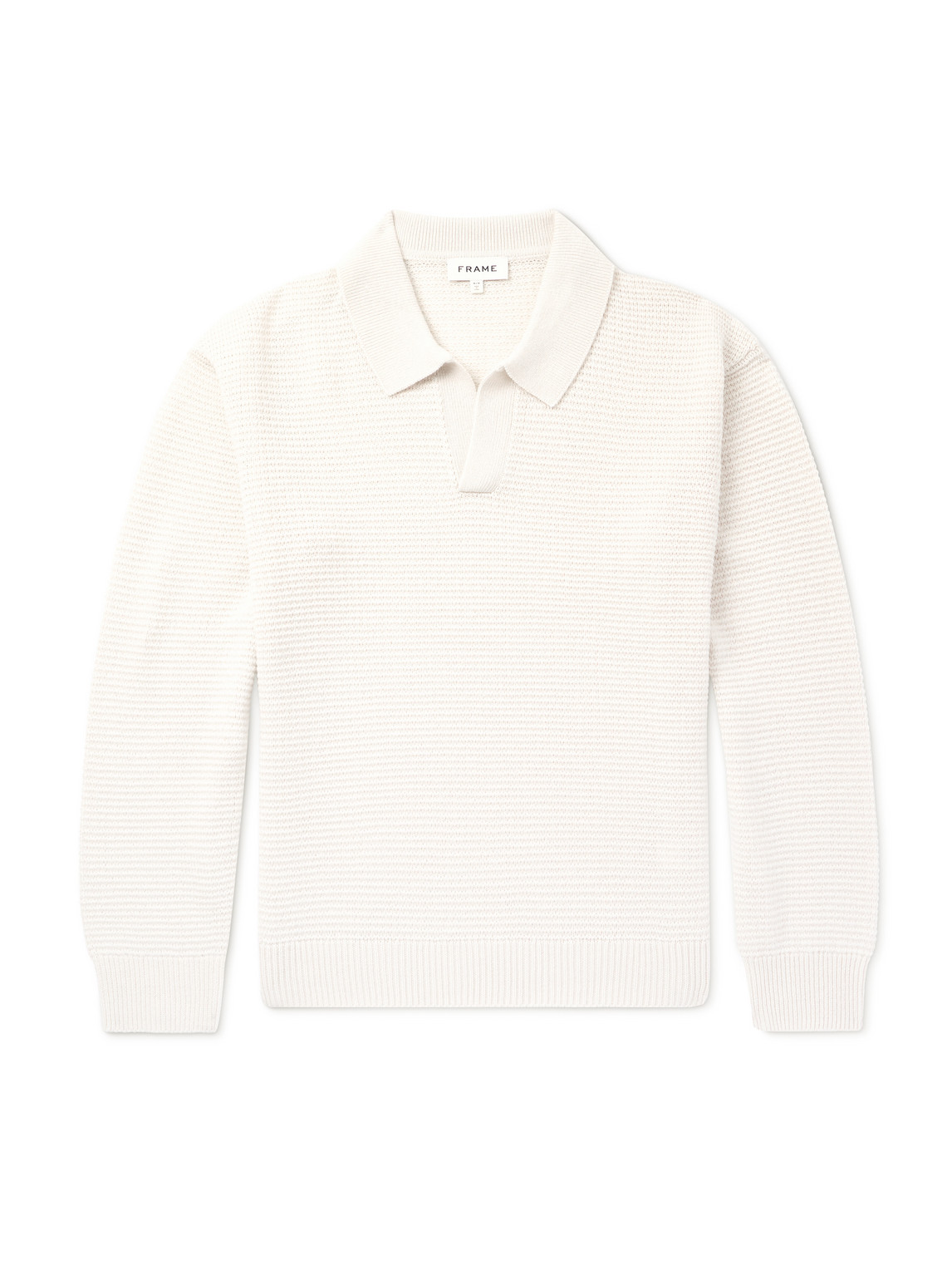 Frame Textured Wool And Silk-blend Polo Shirt In White