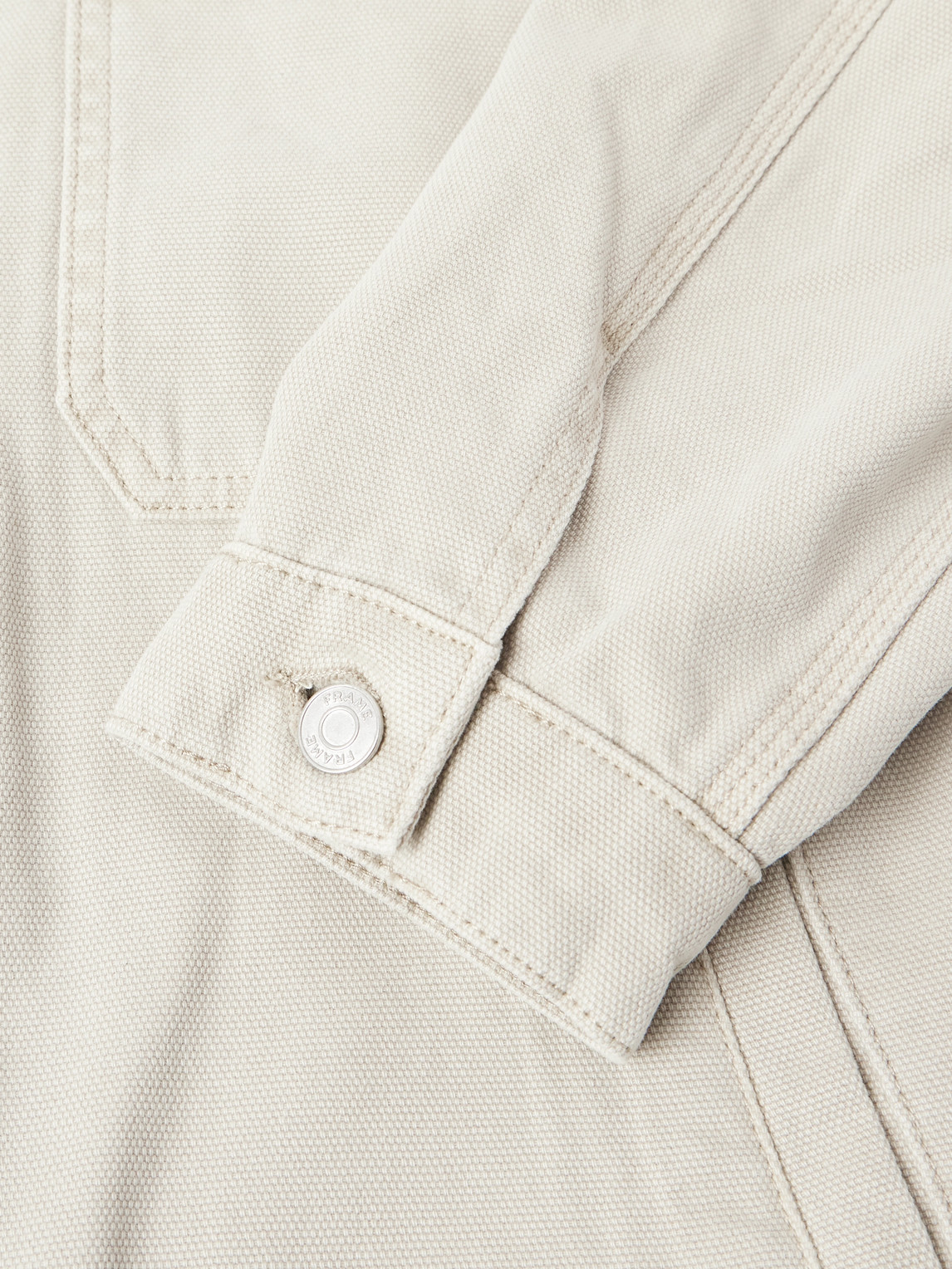 Frame Suede-trimmed Cotton-canvas Jacket In Neutral