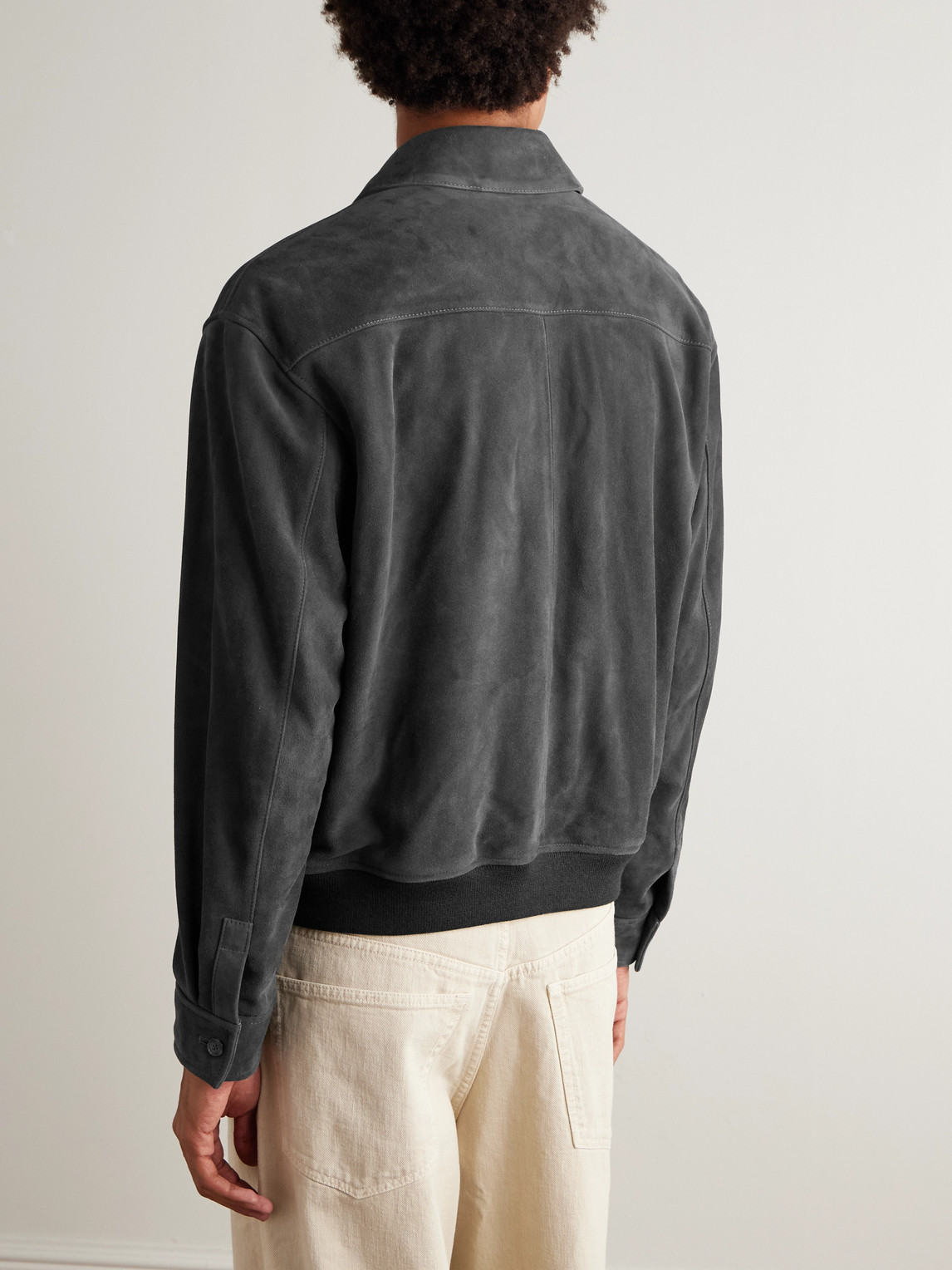 Frame Suede Bomber Jacket In Black