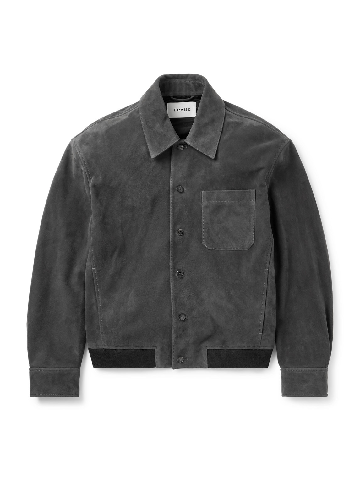 Frame Suede Bomber Jacket In Black