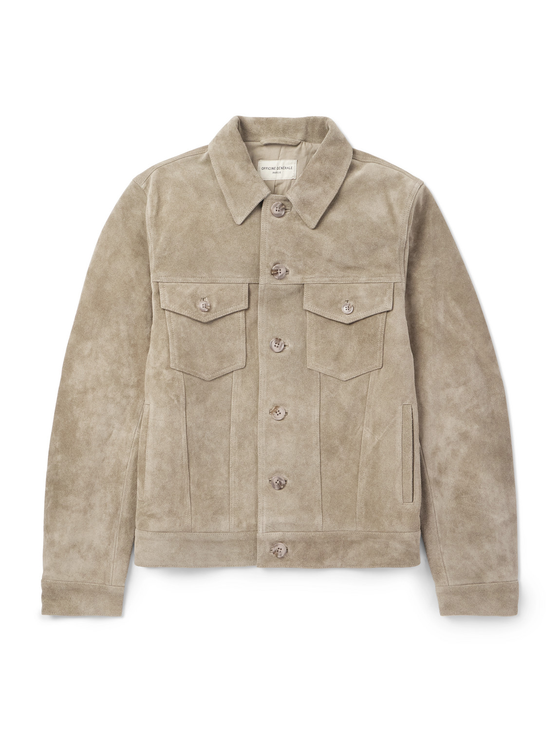 Officine Generale Leonide Suede Jacket In Neutral