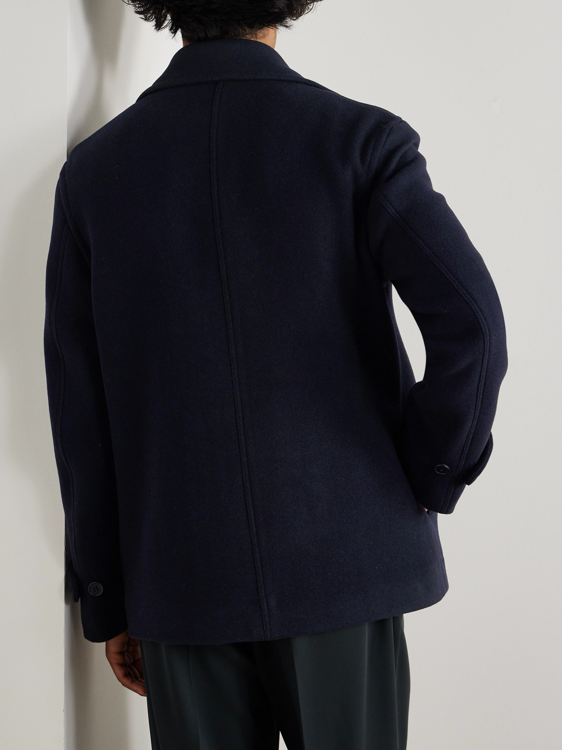 Officine Generale Pat Double-breasted Wool-blend Peacoat In Blue