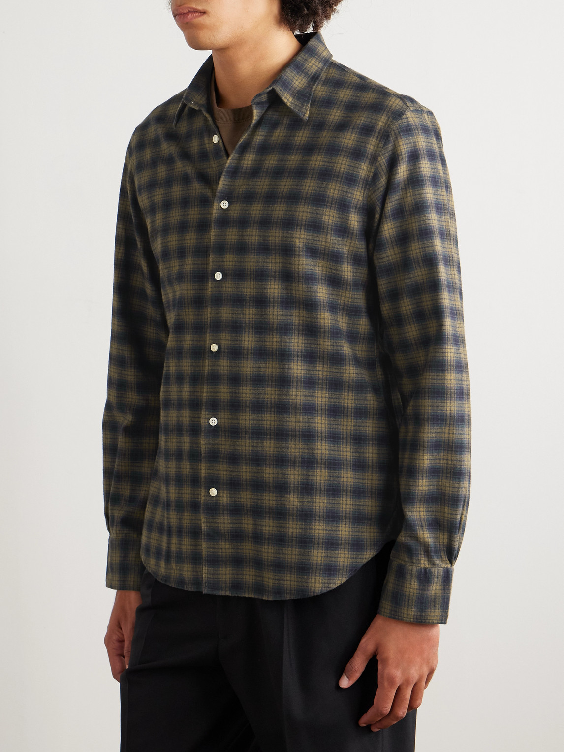 Officine Generale Giacomo Checked Cotton And Linen-blend Flannel Shirt In Multi
