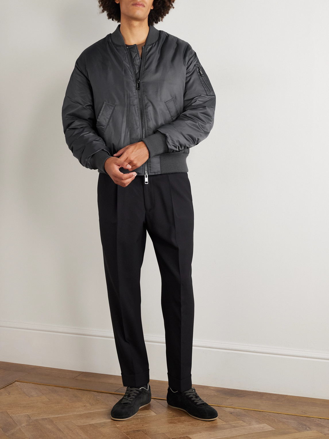 Officine Generale Javier Shell Bomber Jacket In Black